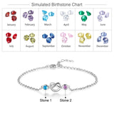 Personalized Heart Knot Bracelet with Birthstones for Women
