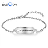 JewelOra Engravable Bar Bracelets Stainless Steel Personalized Bracelets