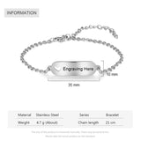 JewelOra Engravable Bar Bracelets Stainless Steel Personalized Bracelets