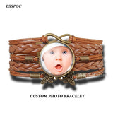 Baby Family Photo Braided Bracelet DIY Leather Personalized Jewelry