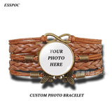 Baby Family Photo Braided Bracelet DIY Leather Personalized Jewelry