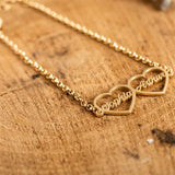 Two Heart Shaped Nameplate Name Bracelets Stainless Steel