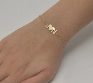Personalized Initials Bracelet Heart-Shaped Stainless Steel Couple Bracelet