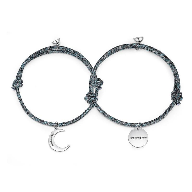Personalized Magnetic Couples Bracelets with Engraved Names