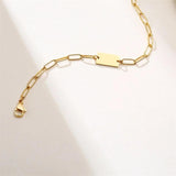 Initial Bracelet Stainless Steel Lara Rectangle Chain with Stamp
