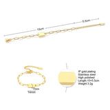 Initial Bracelet Stainless Steel Lara Rectangle Chain with Stamp