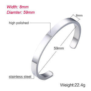 Personalized Women Cuff Bracelet Stainless Steel Name Coordinate Inspirational