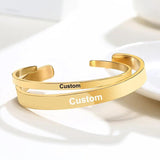 Personalized Women Cuff Bracelet Stainless Steel Name Coordinate Inspirational