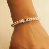 Love Dice Charm Initial Bracelet Personalized Name Jewelry Gift