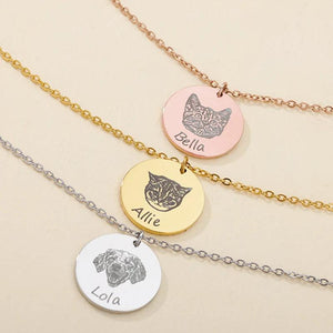 Personalized Pet Photo Name Bracelets Stainless Steel Engraved Coin Pendant