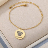 Personalized Pet Photo Name Bracelets Stainless Steel Engraved Coin Pendant