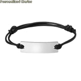 Custom Stainless Steel Tag Bracelet - Engraved Leather Bracelet