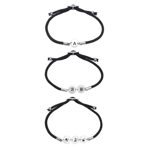 Disc Coin Bracelet Initials Letter Engraved Rope Chain ID Adjustable