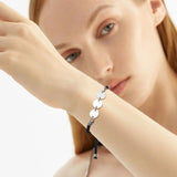 Disc Coin Bracelet Initials Letter Engraved Rope Chain ID Adjustable