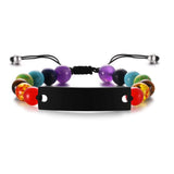Personalized ID Bracelet with Beaded Chain Adjustable Unisex Gift
