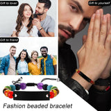 Personalized ID Bracelet with Beaded Chain Adjustable Unisex Gift