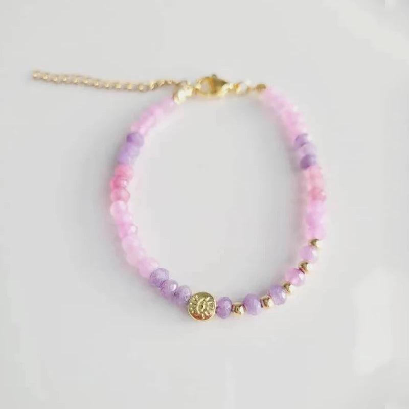 Faceted Stone Bead Adjustable Bracelet Epidote Zoisite Agate Quartz Bangle