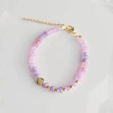 Faceted Stone Bead Adjustable Bracelet Epidote Zoisite Agate Quartz Bangle