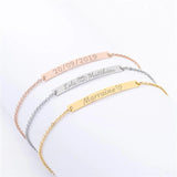 Rectangle Chain Nameplate Cuban Bracelet Personalized Women's Jewelry