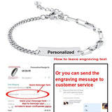 Personalized Stainless Steel Bar Bracelet with Nameplate, Paperclip Chain Design