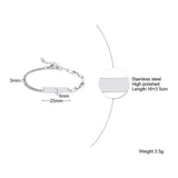 Personalized Stainless Steel Bar Bracelet with Nameplate, Paperclip Chain Design