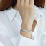 Personalized Stainless Steel Bar Bracelet with Nameplate, Paperclip Chain Design