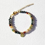 Indian Agate Beads Mix-match Bracelet Adjustable Summer Beach Jewelry