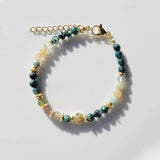 Indian Agate Beads Mix-match Bracelet Adjustable Summer Beach Jewelry