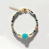 Indian Agate Beads Mix-match Bracelet Adjustable Summer Beach Jewelry