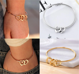 Personalized Gold Bangle with Up to 9 Names, Stainless Steel Bracelet