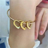 Personalized Gold Bangle with Up to 9 Names, Stainless Steel Bracelet
