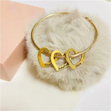 Personalized Gold Bangle with Up to 9 Names, Stainless Steel Bracelet
