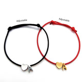 ELANUOYY 2pcs LoveHeart Lucky Red Rope Bracelet Adjustable Bracelet