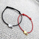 ELANUOYY 2pcs LoveHeart Lucky Red Rope Bracelet Adjustable Bracelet