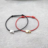 ELANUOYY 2pcs LoveHeart Lucky Red Rope Bracelet Adjustable Bracelet