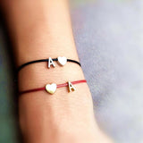 ELANUOYY 2pcs LoveHeart Lucky Red Rope Bracelet Adjustable Bracelet