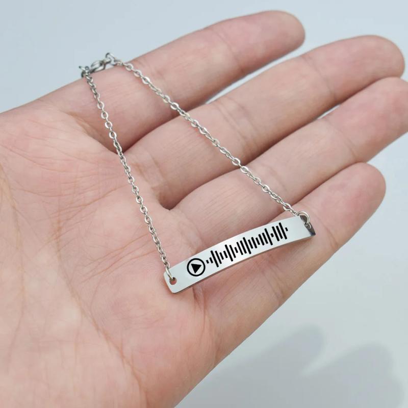 Music Scan Code Bangle Engrave Bracelet Customize Lettering Cuff Jewelry