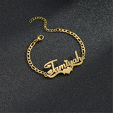 Heart Name Bracelet Personalized Bangles Stainless Steel Chain Letter Charm