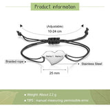 Personalized Heart Bracelet with Engraved Names - Stainless Steel Rope Jewelry