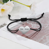 Personalized Heart Bracelet with Engraved Names - Stainless Steel Rope Jewelry