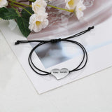 Personalized Heart Bracelet with Engraved Names - Stainless Steel Rope Jewelry