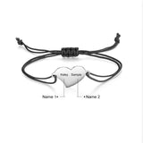 Personalized Heart Bracelet with Engraved Names - Stainless Steel Rope Jewelry