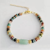 Indian Agates Copper Alloy Beaded Bracelet with Aventurine Shell Beads