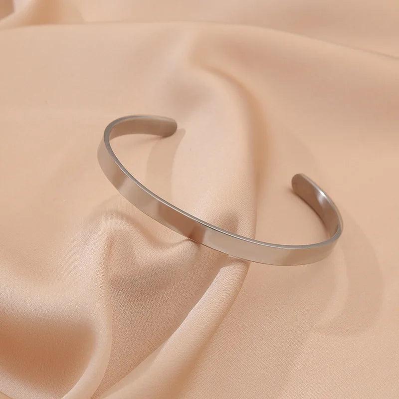 4mm Coordinate Name Cuff Bangle Stainless Steel bracelet