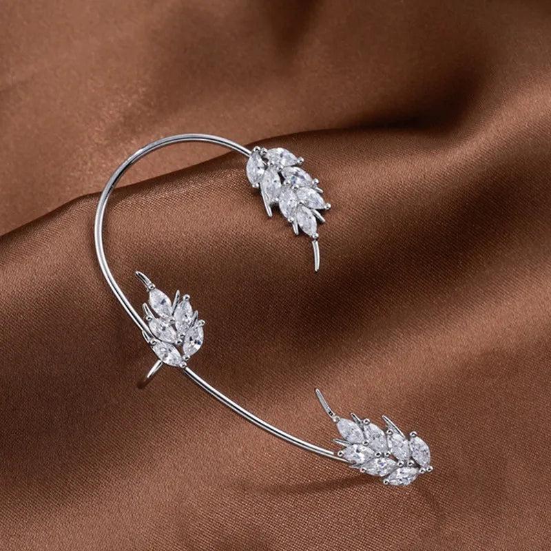 Sparkling Zircon Ear Cuff Clip Earrings - Wedding Jewelry