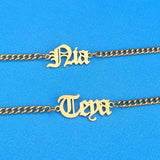 Stainless Steel Old English Name Bracelet for Women