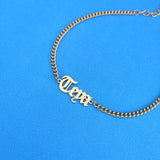 Stainless Steel Old English Name Bracelet for Women