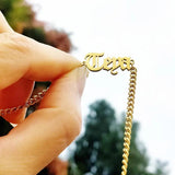 Stainless Steel Old English Name Bracelet for Women