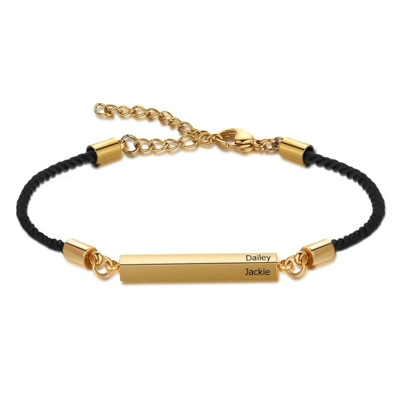Personalized Engraved Names Bar Bracelets - Stainless Steel