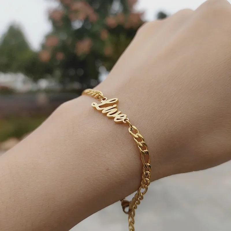 Personalized Name Bracelet For Women Charm Bracelets Love Bangle